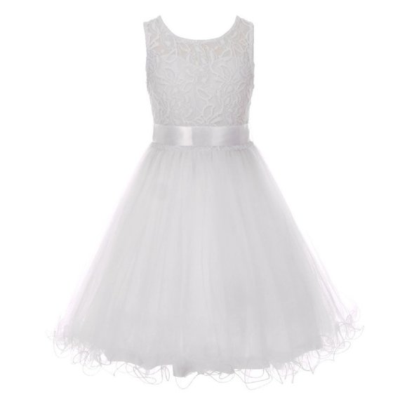 BNY Corner Other - Big Girls Dress Lace Flower Girl Dress Floral First Communion Wedding party New